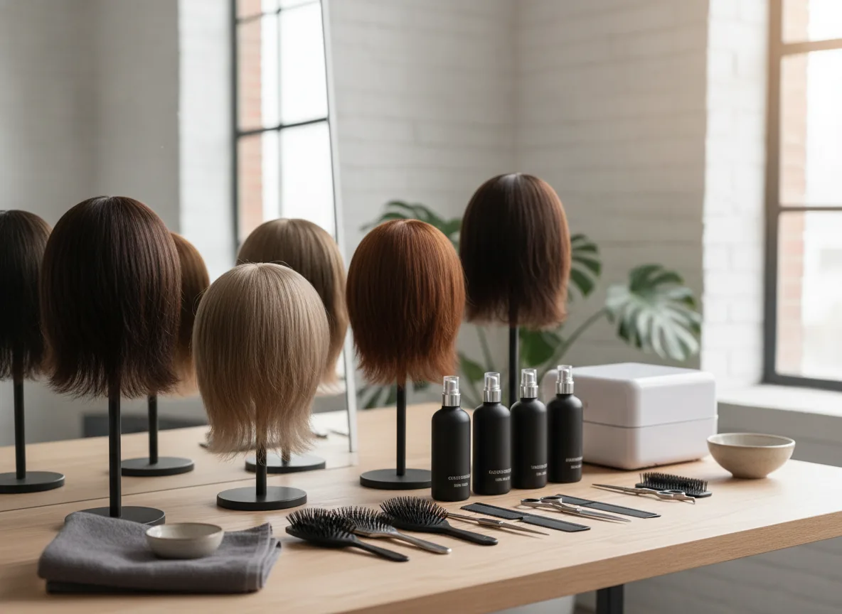 Real photo of premium men’s hair systems and